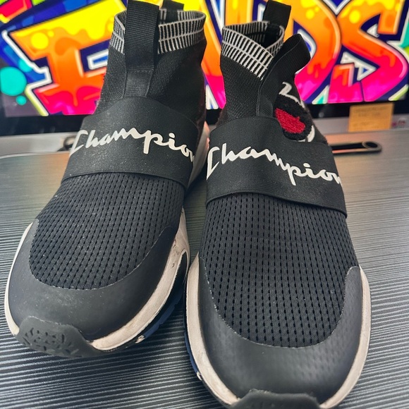 Champion 2020 Rally Pro Black Men’s Size US9 Pull On High Top Oversize Logo - GC - Picture 2 of 8